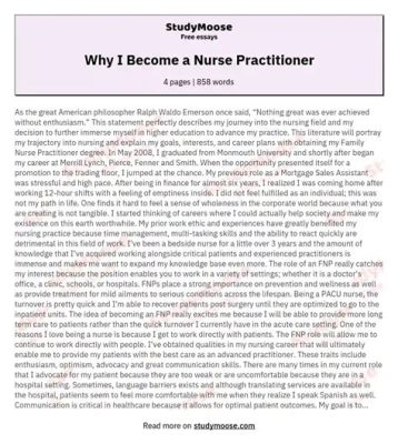 Why I Want to Be a Nurse Practitioner Essay: The Journey to Patient-Centered Care